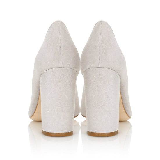 Mia Vapour Fashion Shoe Grey Suede Block Heels