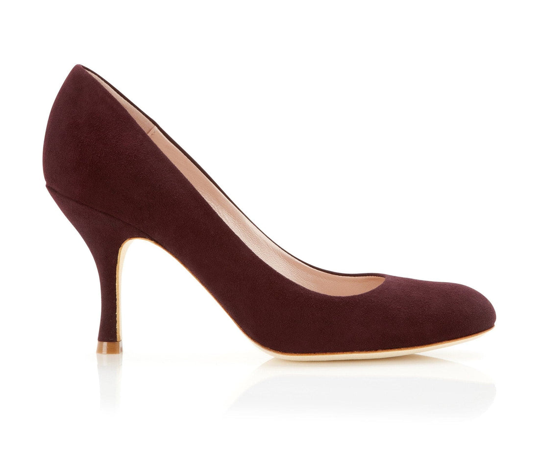 Poppy Claret Fashion Shoe Deep Red Suede Court Shoes
